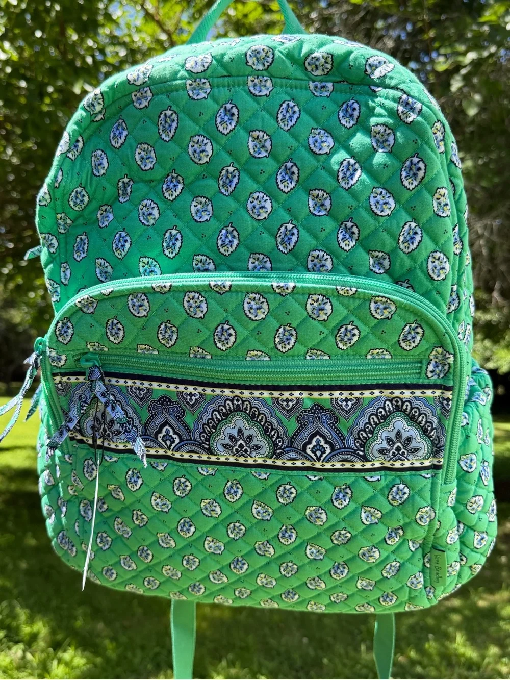 Vera Bradley Campus Backpack Garden Green Leaf NWT
